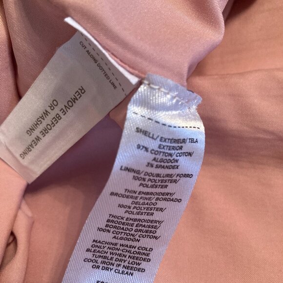 Loft Pink with White Embroidered Flower Print Lined Skirt - EUC - Picture 7 of 7